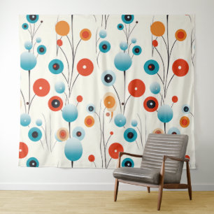 Abstract Floral Modern Botanical Retro Flower Tapestry