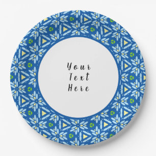 Abstract floral mosaic pattern with customize/pers paper plate