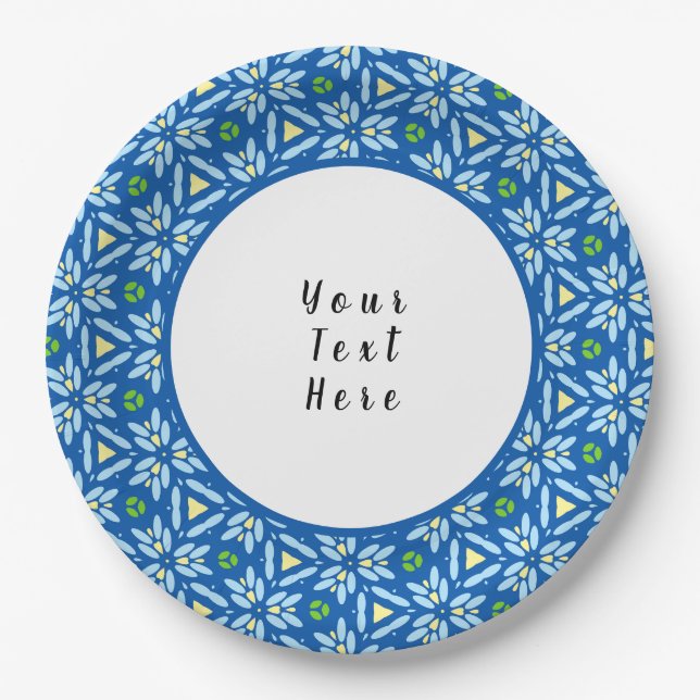Abstract floral mosaic pattern with customize/pers paper plate (Front)