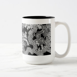 Abstract Floral Mug in Black and White