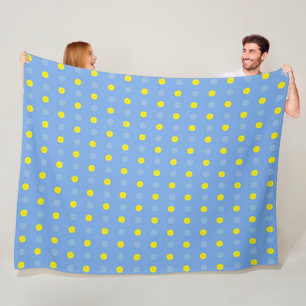 Abstract Floral of Yellow Gerberas on Baby Blue Fleece Blanket