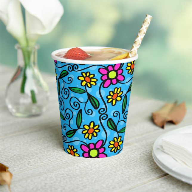 Abstract Floral Paper Cups (Insitu)