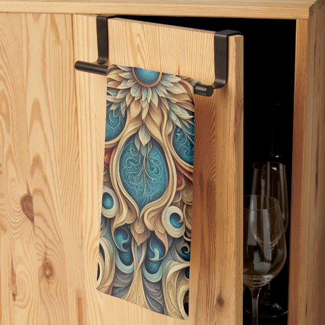 Abstract floral pattern 7 kitchen towel (Thirds Fold)
