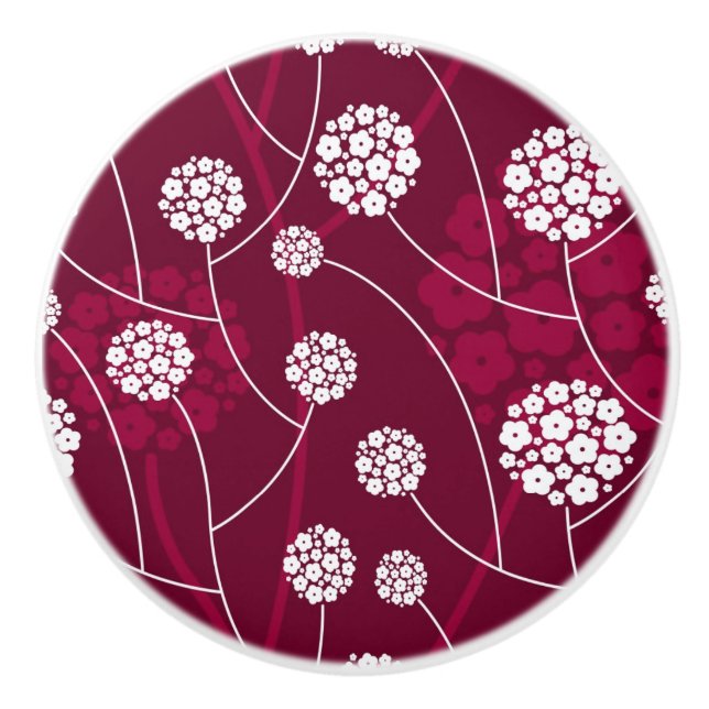 Abstract floral pattern ceramic knob (Front)