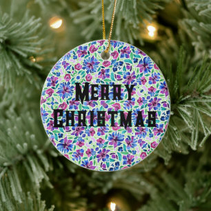 Abstract Floral Pattern - Ceramic Ornament
