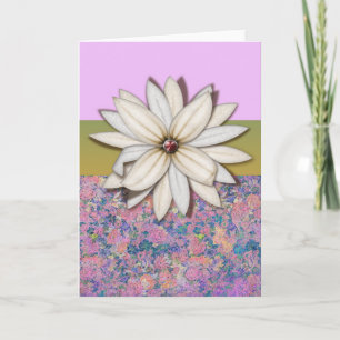 Abstract Floral Pattern in Pink and Blue Holiday Card
