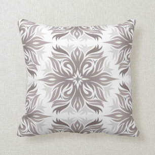 Abstract Floral Pattern in Shades of Taupe Throw Pillow