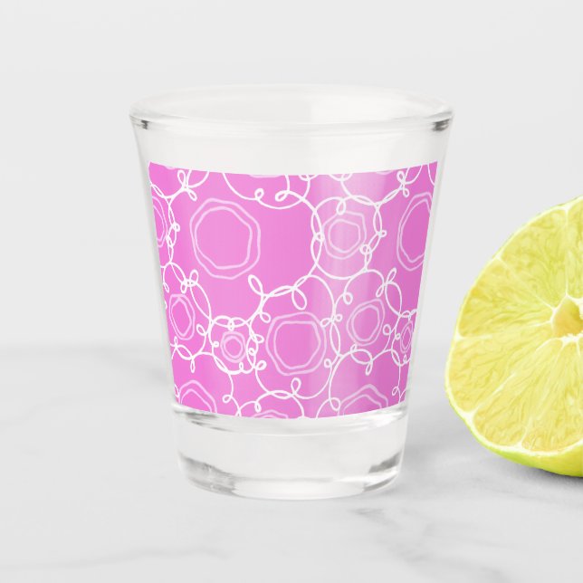 ABSTRACT FLORAL PATTERN IN SOFT PINK SHOT GLASS (Front)