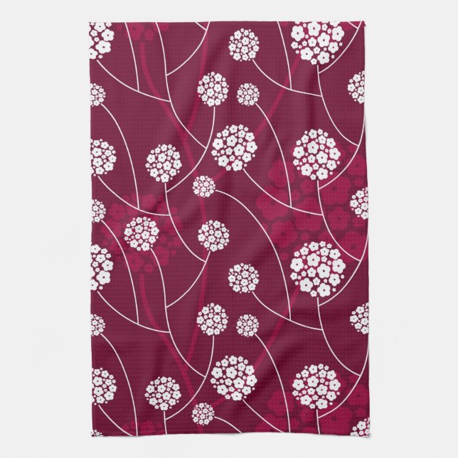 Abstract floral pattern kitchen towel (Vertical)