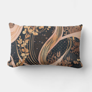 Abstract floral pattern, polka dots, vines lumbar pillow