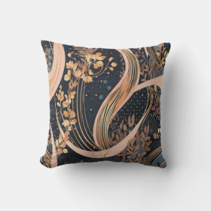 Abstract floral pattern, polka dots, vines outdoor pillow