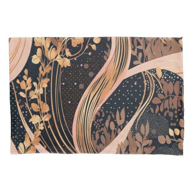 Abstract floral pattern, polka dots, vines pillowcase (Front-Left)