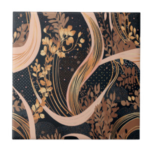 Abstract floral pattern, polka dots, vines tile