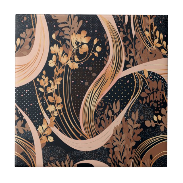 Abstract floral pattern, polka dots, vines tile (Front)