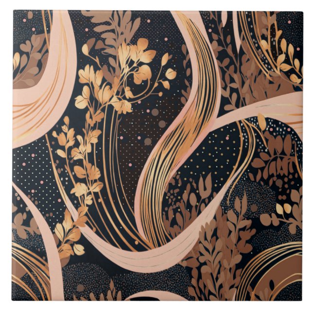 Abstract floral pattern, polka dots, vines tile (Front)