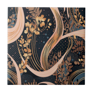 Abstract floral pattern, polka dots, vines tile