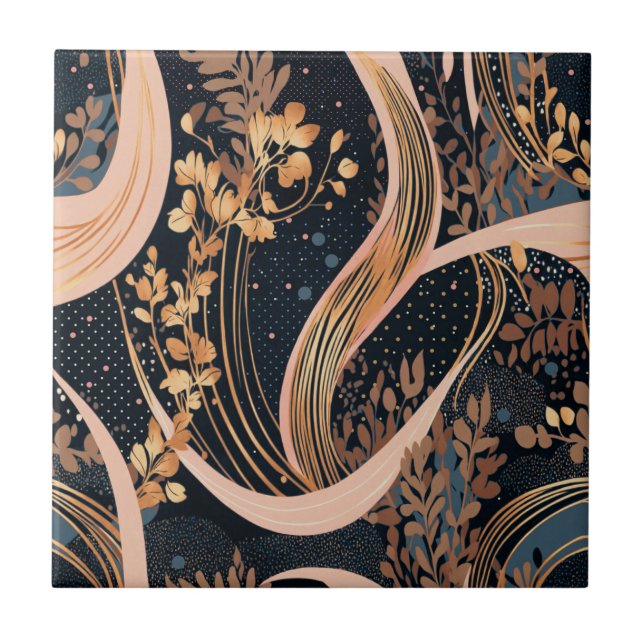 Abstract floral pattern, polka dots, vines tile (Front)