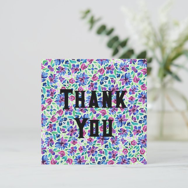 Abstract Floral Pattern - Thank You Card (Standing Front)