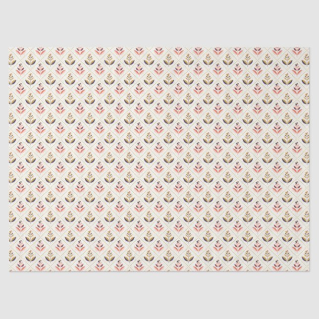 Abstract floral pattern with alternating designs tissue paper (Front)