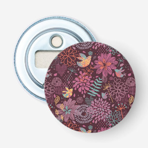 Abstract floral pattern with birds bottle opener
