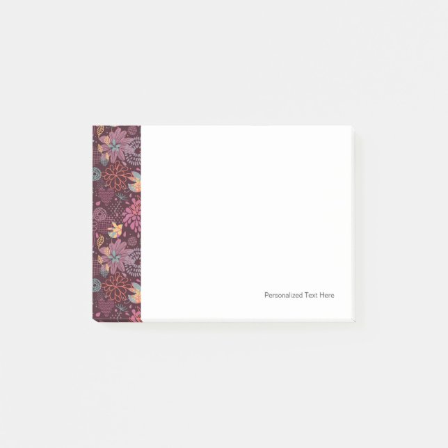 Abstract floral pattern with birds post-it notes (Front)