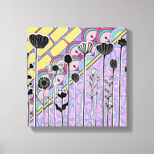 Abstract floral pattern with geometric background canvas print