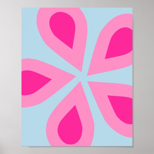 Abstract Floral Pink And Blue Poster (Front)