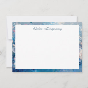 Abstract Floral Pink Blue Painting Personalized Card