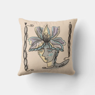 abstract floral portrait throw pillow