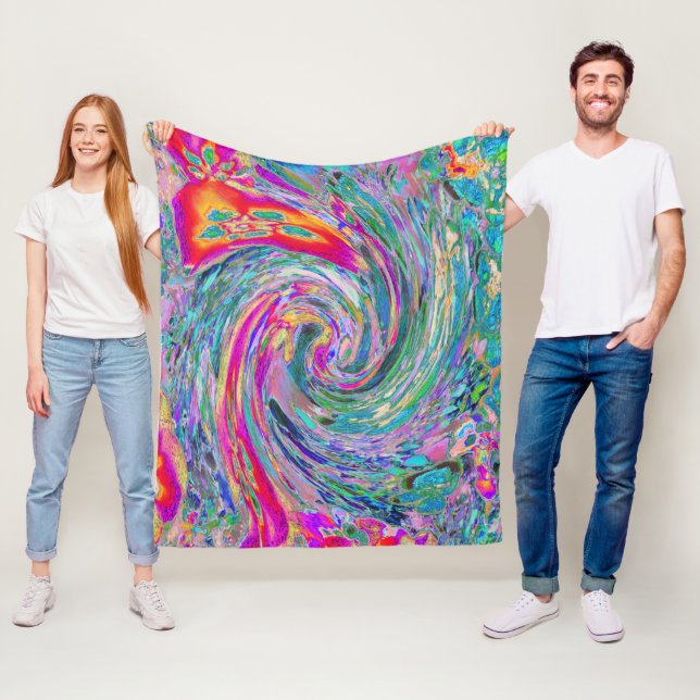 Abstract Floral Psychedelic Rainbow Waves of Colou Fleece Blanket (In Situ)