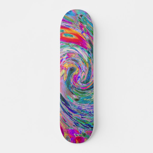 Abstract Floral Psychedelic Rainbow Waves of Colou Skateboard (Front)