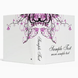 Abstract Floral Purple, Black & White Binder
