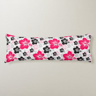 Abstract Floral Red Black White Body Pillow