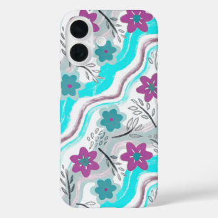 Abstract Floral Retro Swirls iPhone 16 Case