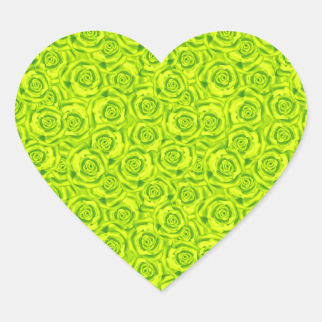 Abstract floral roses pattern heart sticker (Front)