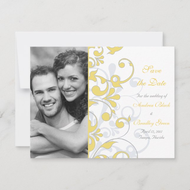 Abstract Floral Save the Date Card (Front)