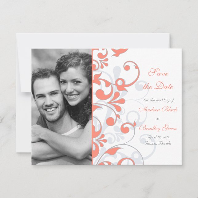 Abstract Floral Save the Date Card (Front)