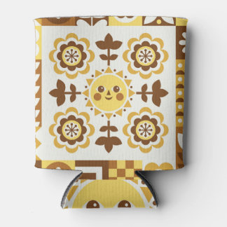 Abstract floral: Scandinavian folk card. Can Cooler