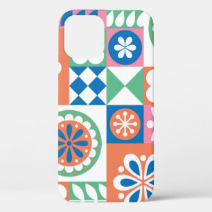 Abstract Floral, Scandinavian Folk Design. iPhone 12 Case