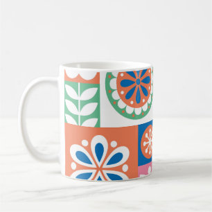 Abstract Floral, Scandinavian Folk Design. Coffee Mug