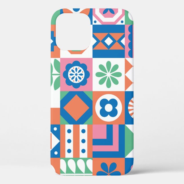 Abstract Floral Scandinavian Folk Pattern Case-Mate iPhone Case (Back)