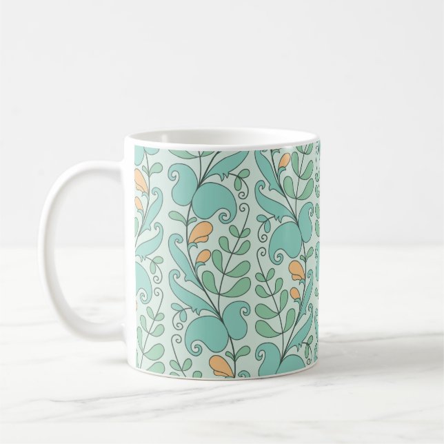 Abstract floral seamless pattern coffee mug (Left)