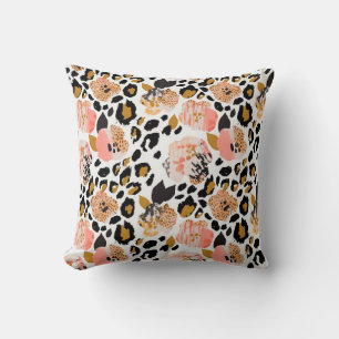 Abstract floral seamless pattern: flowers with zeb throw pillow