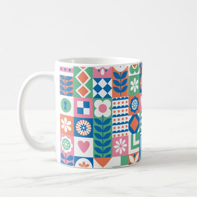 Abstract floral seamless pattern. Scandinavian and Coffee Mug (Left)