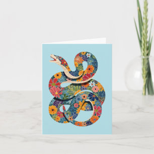 Abstract Floral Snake Colourful Painting Card