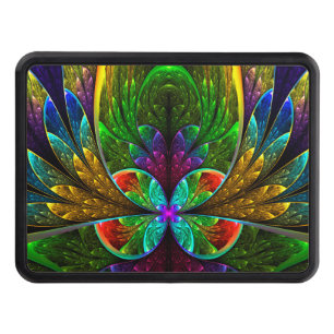 Abstract Floral Stained Glass Pattern Trailer Hitch Cover