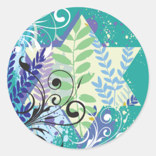 ABSTRACT FLORAL STAR Bat Mitzvah Seal