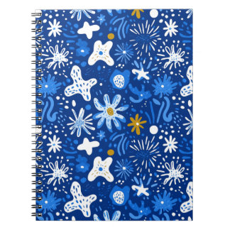 Abstract Floral Star Pattern Spiral-Bound Notebook