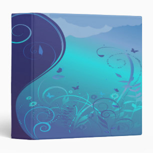 abstract floral swirl blue notebook binder