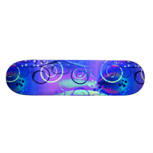 Abstract Floral Swirl Blue Purple Girly Gifts Skateboard